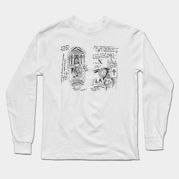 Grail Diary Pages #3 (BLACK) Long Sleeve T-Shirt by TheUnseenPeril